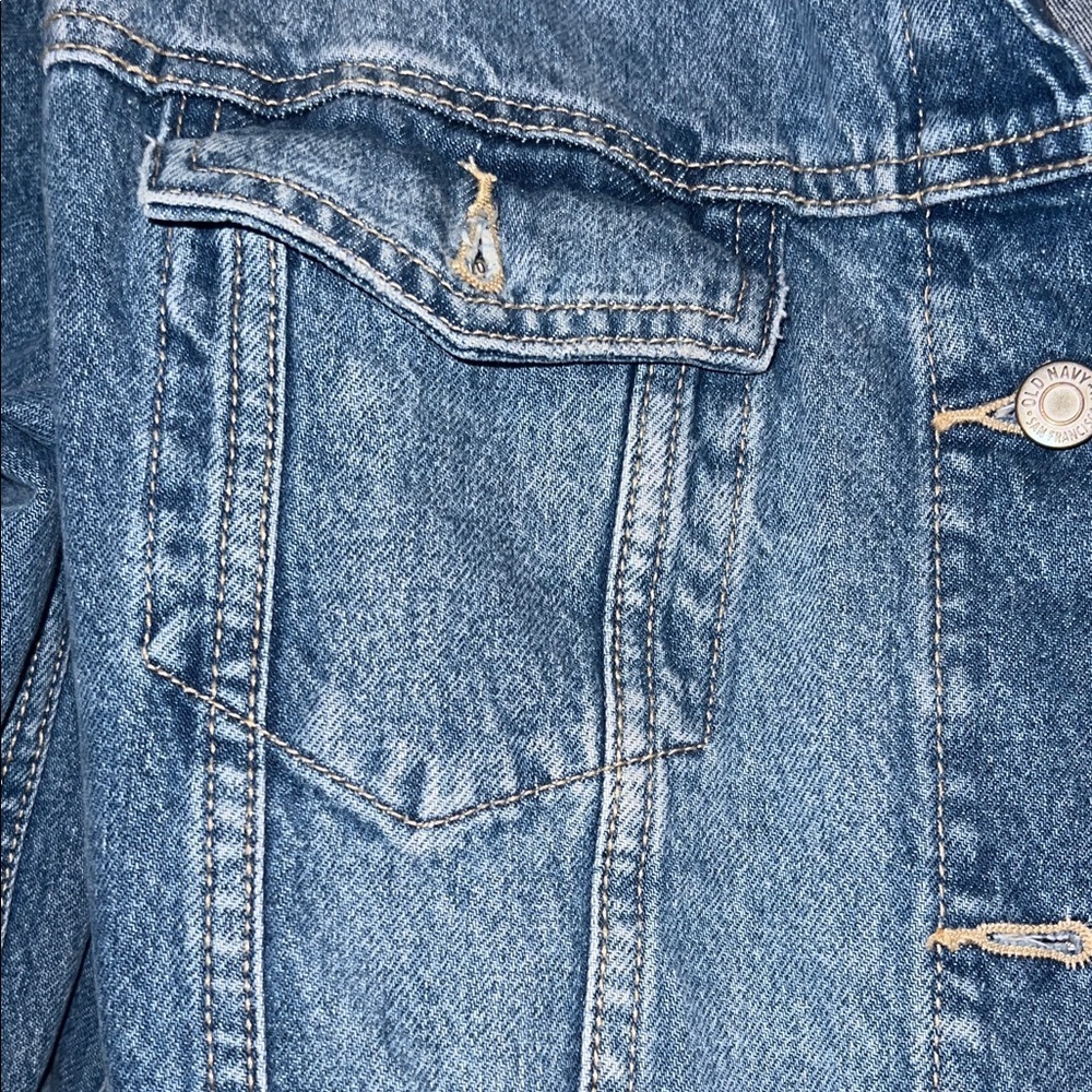 Old Navy Blue Denim Jean Jacket - Women's Casual Button Front - Picture 6 of 9